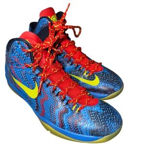 Nike KD 5 Christmas Shoes Hyper Blue Red Volt Yellow Basketball Sneakers Size 7Y